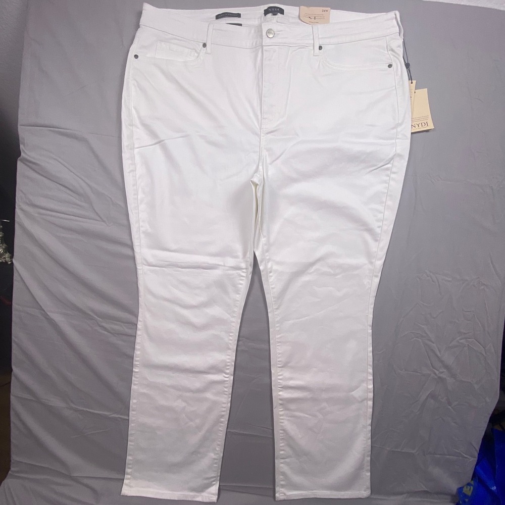 NYDJ Marilyn Straight Leg Jeans Women 24W Optic White Denim Lift Tuck NWT Casual
